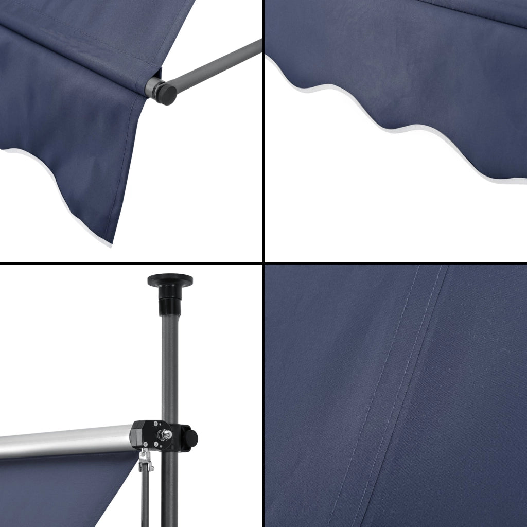 Tenda da sole telescopica in acciaio e poliestere 200 x 120 x 200-300 cm blu scuro 03_0008319