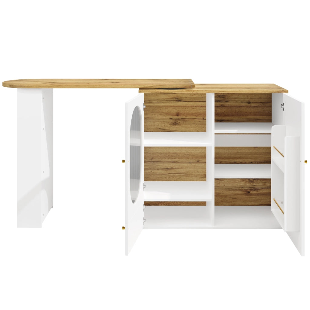 TAVOLO BAR Girevole 138x39x105 cm Bianco MDF e Metallo