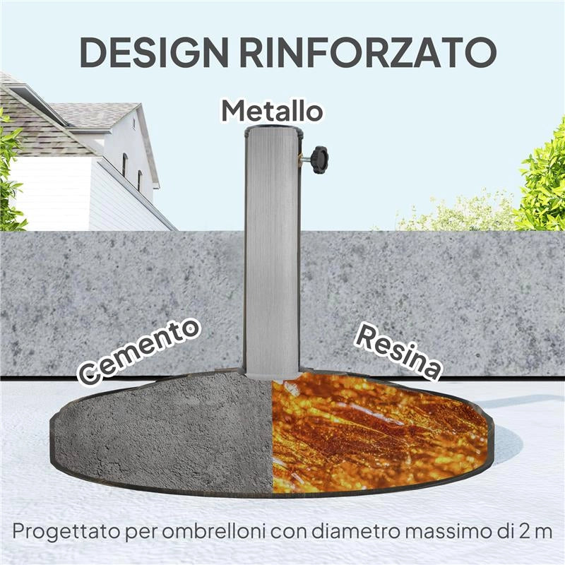 BASE PER OMBRELLONE DA 12 KG CON MANOVELLA INTEGRATA IN RESINA METALLO E CEMENTO 46X34 CM BRONZO