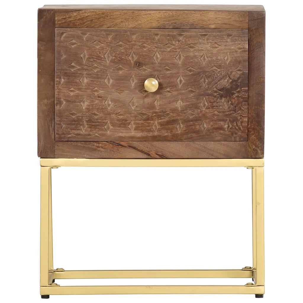 Comodino | Armadio da Notte | Mobiletto da notte 40x30x50 cm in Legno Massello di Mango