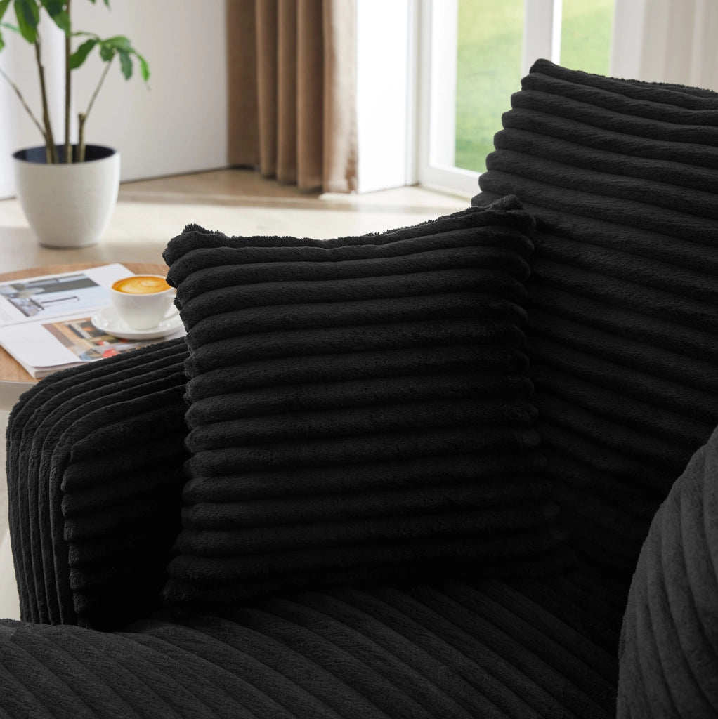 Chaise longue 166x100x82 cm nera in velluto a coste， senza montaggio