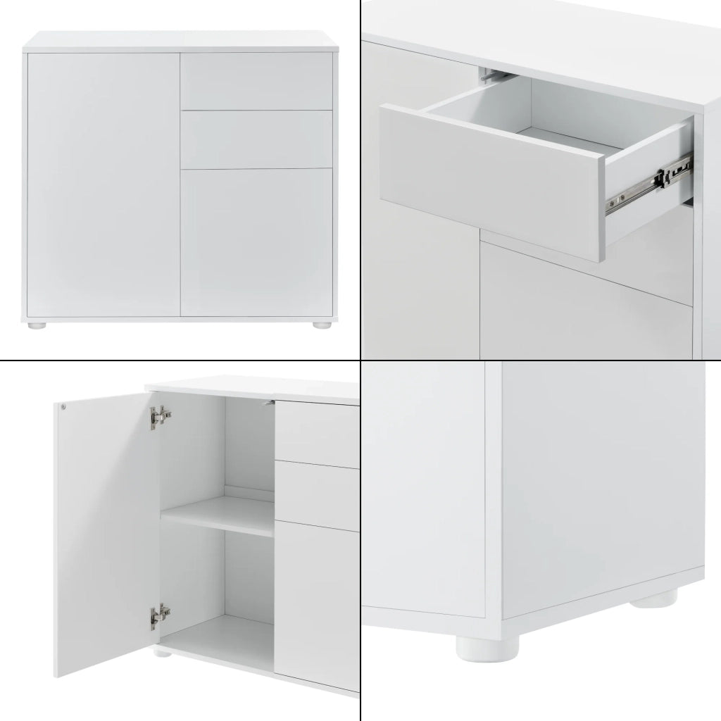 Cassettiera con 2 cassetti e 2 ante 74 x 79 x 36 cm bianco opaco 03_0006818