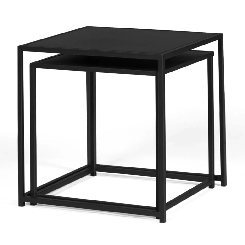 IDMarket - Set di 2 tavolini DAVIS 40/45 in metallo nero opaco, design industriale