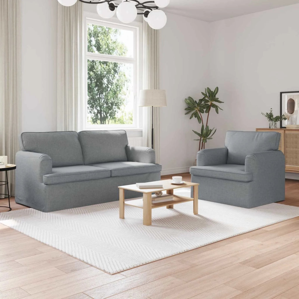 Divano 2 pcs Grigio chiaro 162 x 80 x 85 cm Tessuto