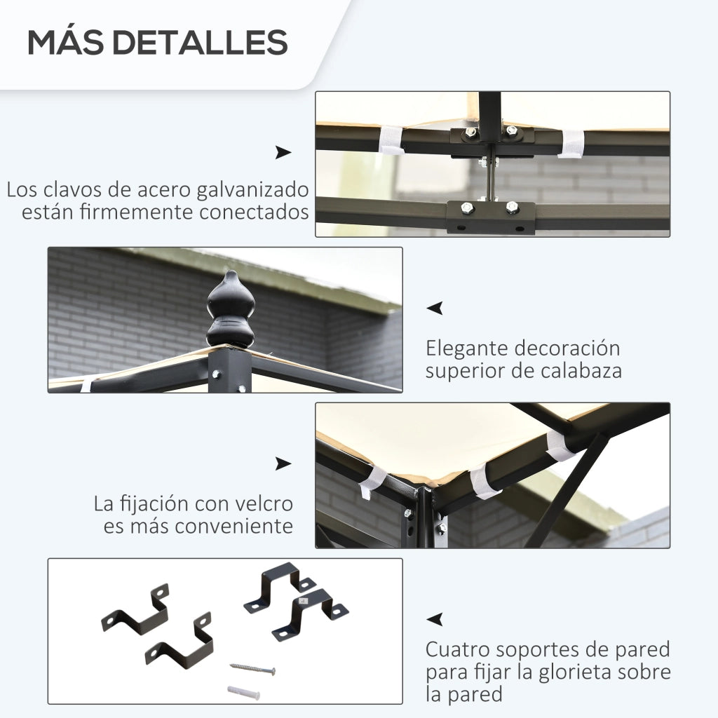 Pergola da giardino 3x3 m ¨C zephmum ¨C crema, metallo e poliestere 180 g/m2