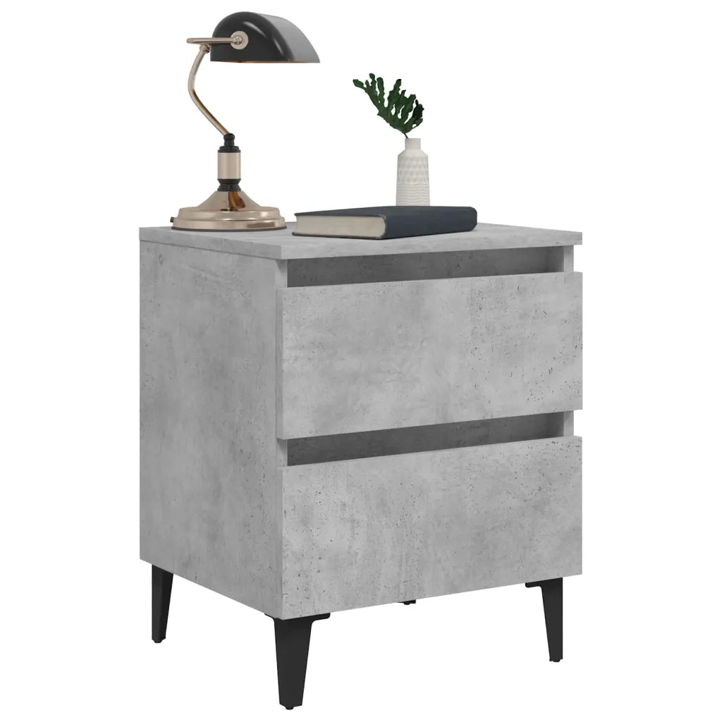 Comodini 2 pz-Set di 2 Tavolino da notte Grigio Cemento 40x35x50 cm in Legno Multistrato