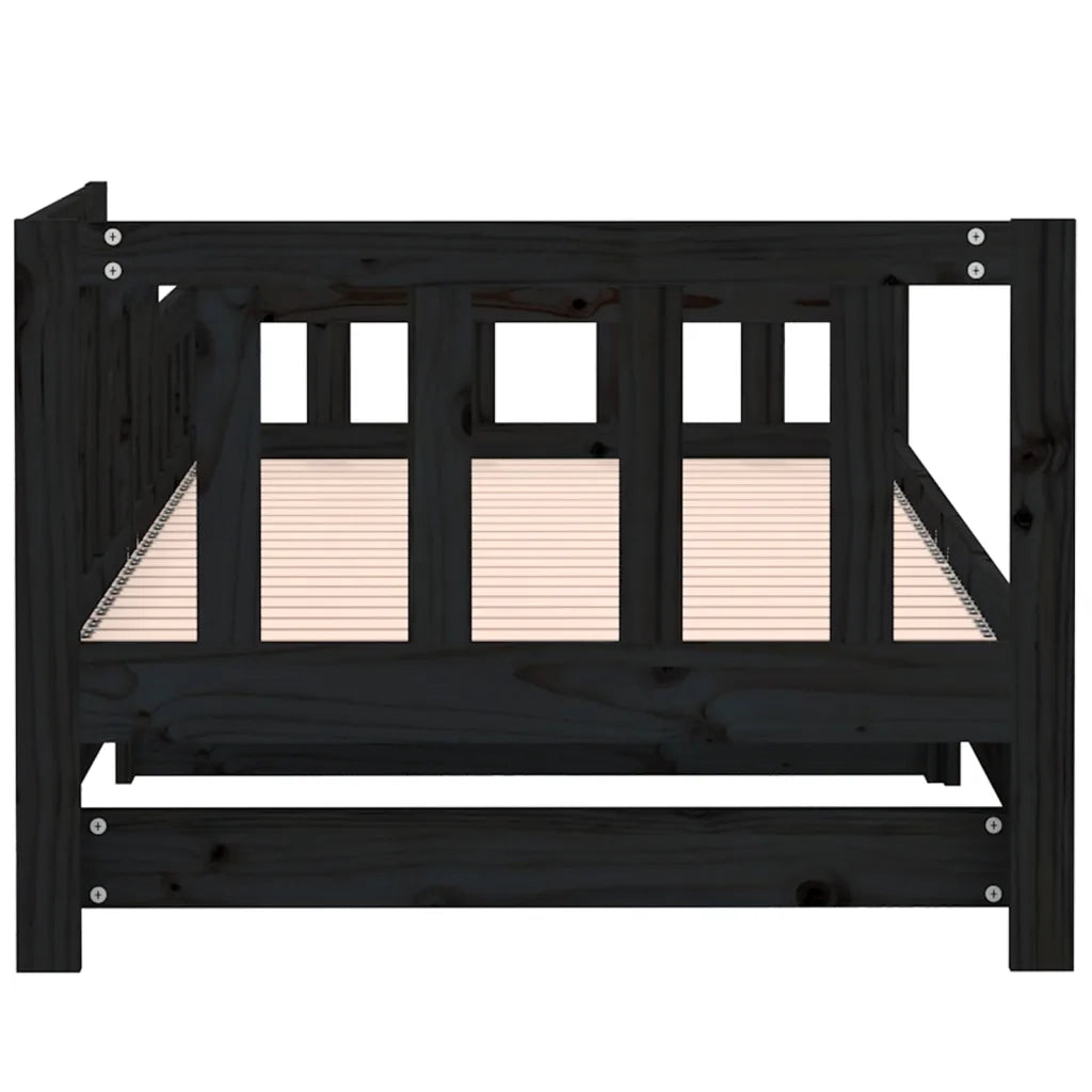 Letto singolo | Letto per adulti | Dormeuse Estraibile Nera 2x(90x190) cm Legno Massello di Pino