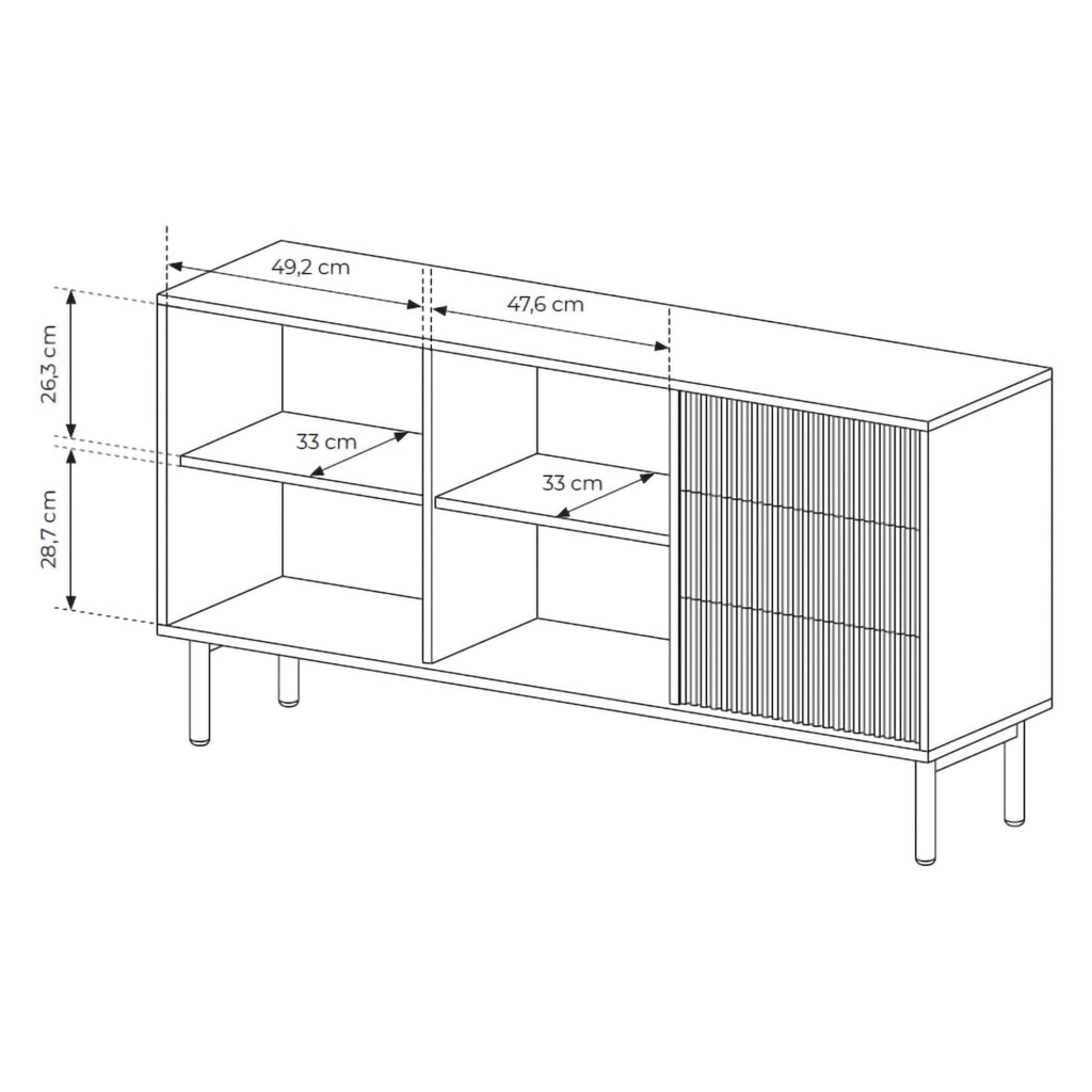 Madia Havazami, Credenza 3 Cassetti, 154x40x80h cm Marrone Rovere
