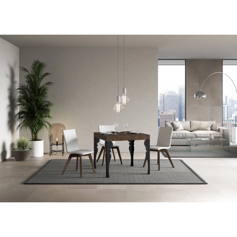 Tavolo allungabile 90x90/246 cm Paxon telaio Antracite - Noce