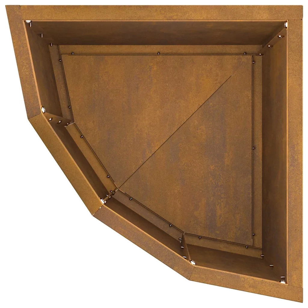 Vaso d'angolo-Fioriera-Contenitore per Piante Ruggine 30 x 30 x 35 cm acciaio corten