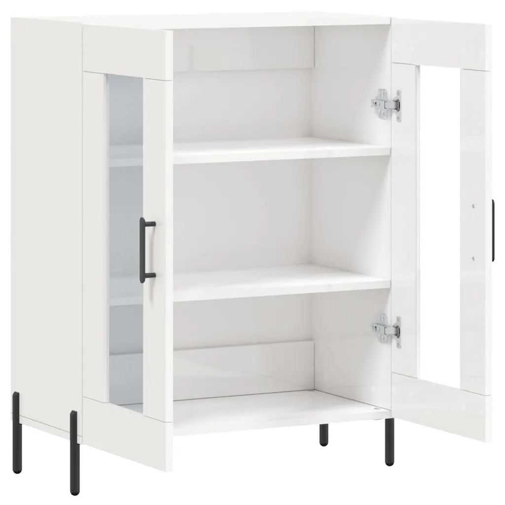 Credenza | Madia | Buffet da pranzo | Armadio da pranzo 69,5x34x90 cm in Legno Multistrato Bianco Lucido