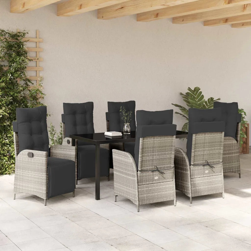 Set da Pranzo per Giardino 7 pcs Grigio chiaro polyrattan 3380572