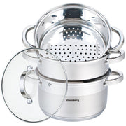 Klausberg KB-7142 Set per cottura a vapore in acciaio inox da 22 cm con inserti