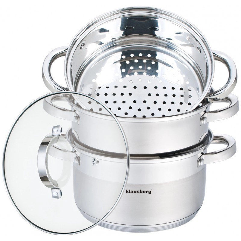 Klausberg KB-7142 Set per cottura a vapore in acciaio inox da 22 cm con inserti