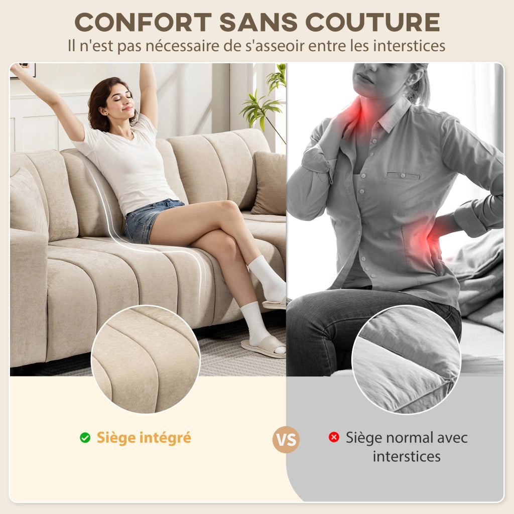 Divano angolare reversibile 3 posti con chaise longue ¨C zephmum ¨C beige 242x156x87