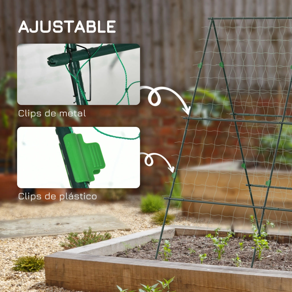 Supporto per Piante Rampicanti Triangolare ¨C Xylo ¨C Struttura in Acciaio Verde 180x100x180 cm