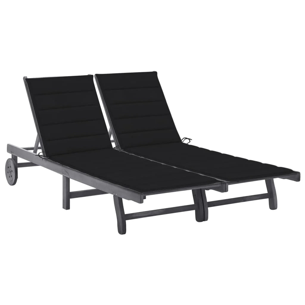 Lettino prendisole sedia a sdraio lettino prendisole letto da giardino mobili da esterno per patio 2 posti con cuscino legno di acacia grigio 02_0012228