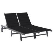 Lettino prendisole sedia a sdraio lettino prendisole letto da giardino mobili da esterno per patio 2 posti con cuscino legno di acacia grigio 02_0012228