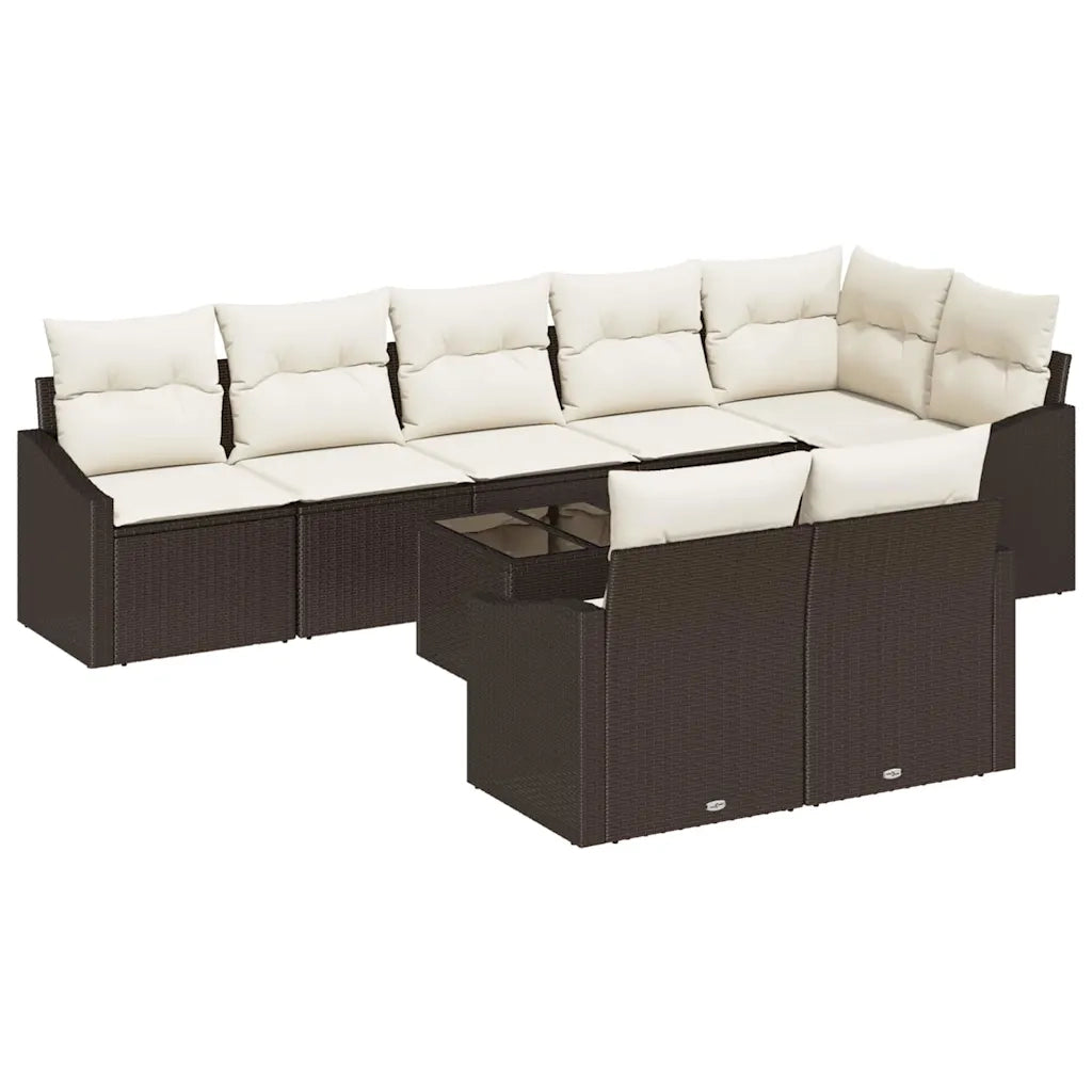 Set di divani con cuscino 9 pcs Marrone polyrattan 3346778