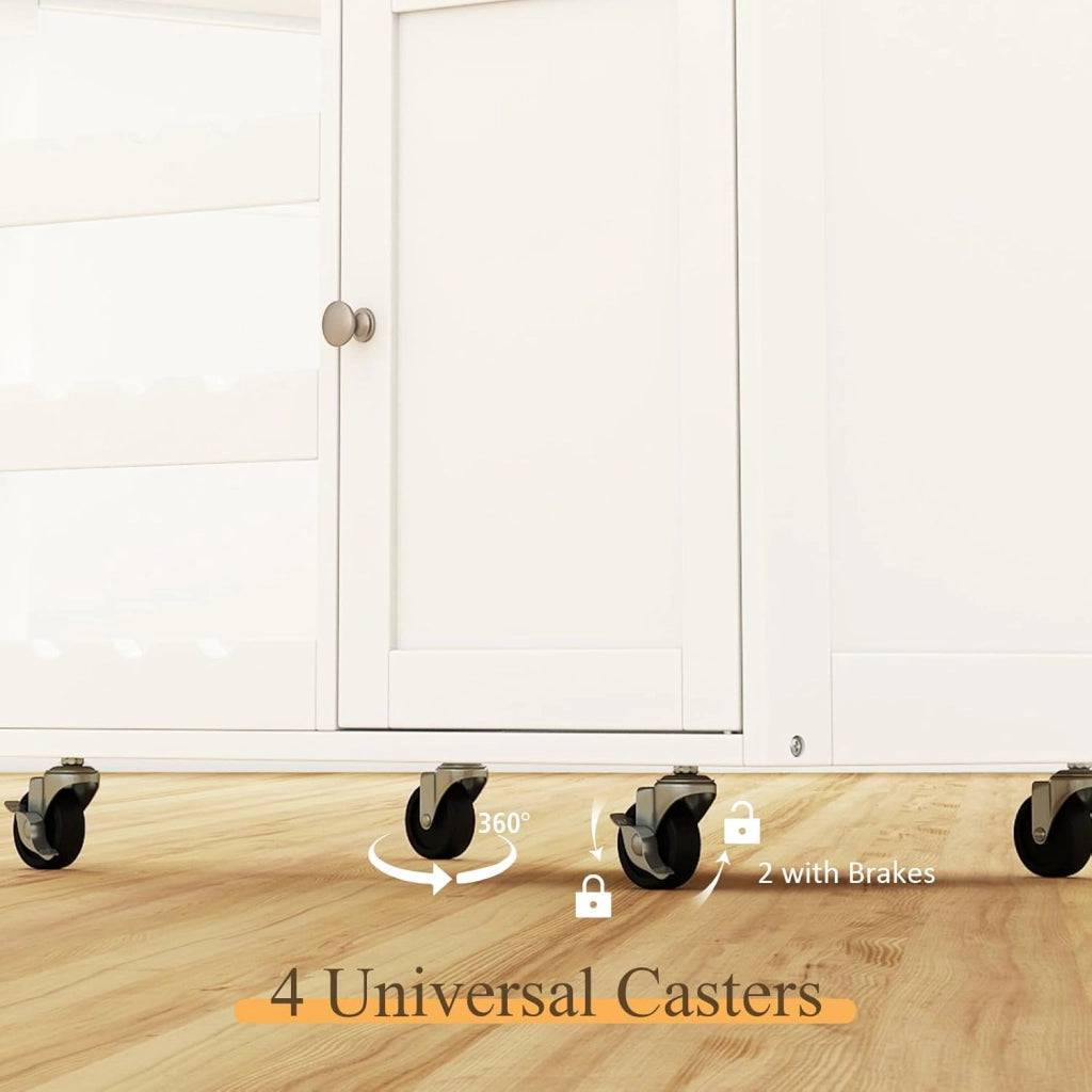 Carrello da Cucina Interno e Esterno, 1 Cassetto + 3 Ante + 3 Porta Vino, Credenza Mobile con 2 Ruote Bloccabili, Salvaspazio, Portata di 30 kg, 67x37x86 cm, 2 Colori (Bianco)
