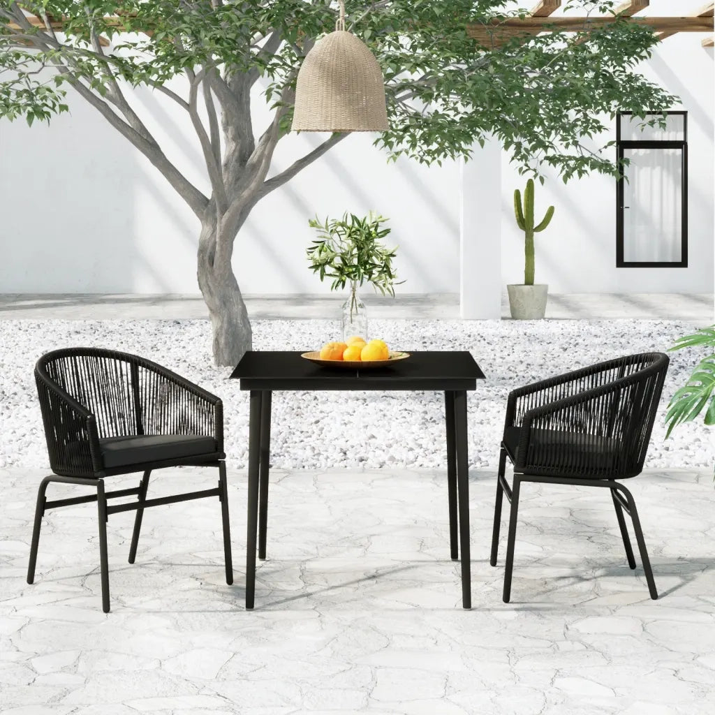 Set Mobili da Pranzo per Giardino 3 pz Nero cod mxl 40959