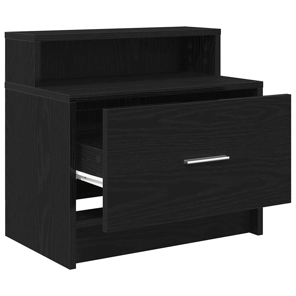 Comodini con Cassetto 2 pz Rovere Nero 51x31x47 cm 858671