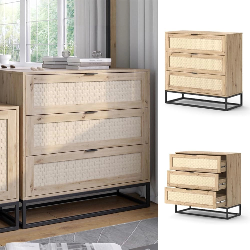 Cassettiera Natal, Marrone, 92 x 92.5 cm con 3x cassetti, adatto come superficie d'appoggio per accessori da soggiorno