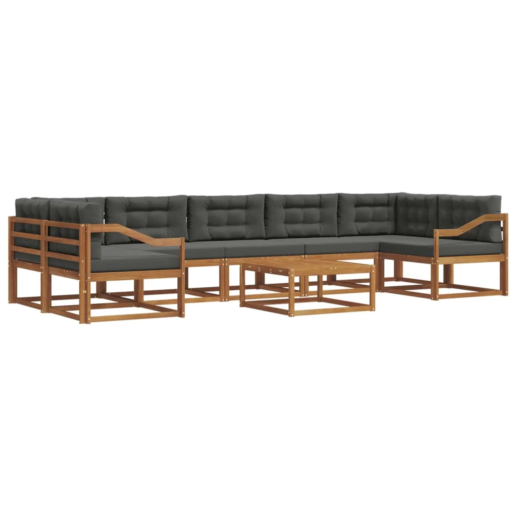 Set di divani da esterno con cuscino 8 pcs Naturale e Antracite
