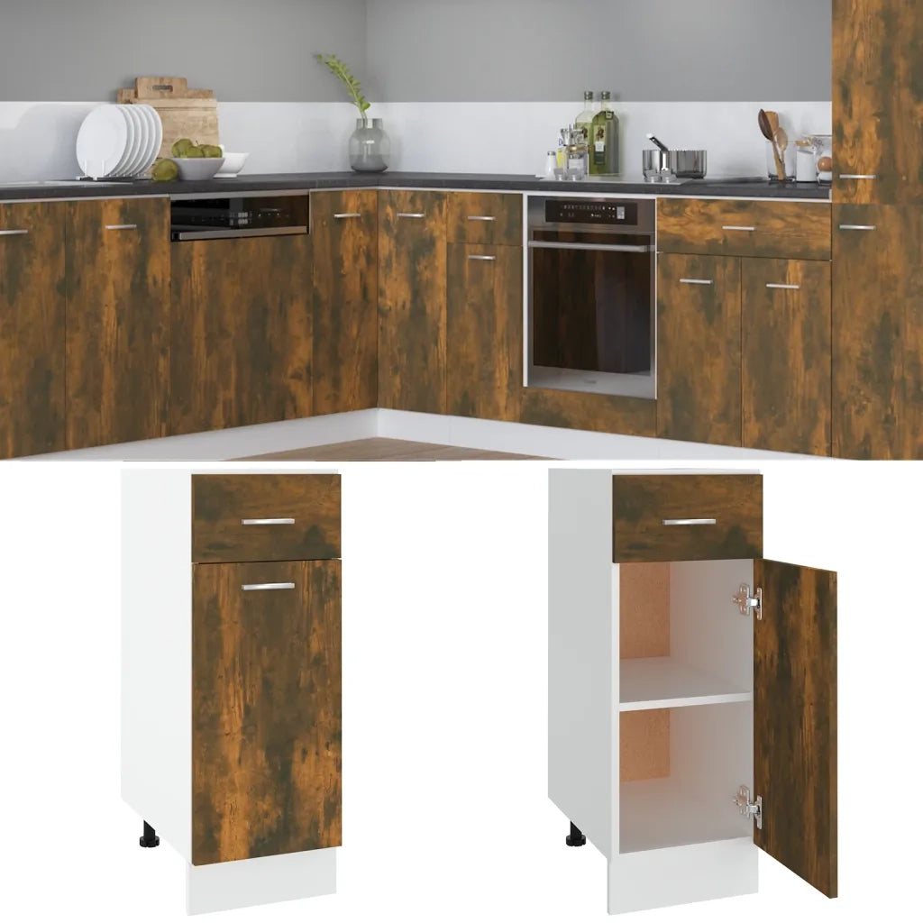 Pensile da cucina | Mobile con Cassetto ¡°Lyon¡± Rovere Fumo 30x46x81,5 cm