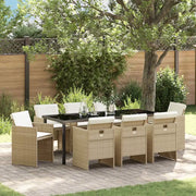 Set da Pranzo per Giardino con cuscino 9 pcs Beige polyrattan 3379959