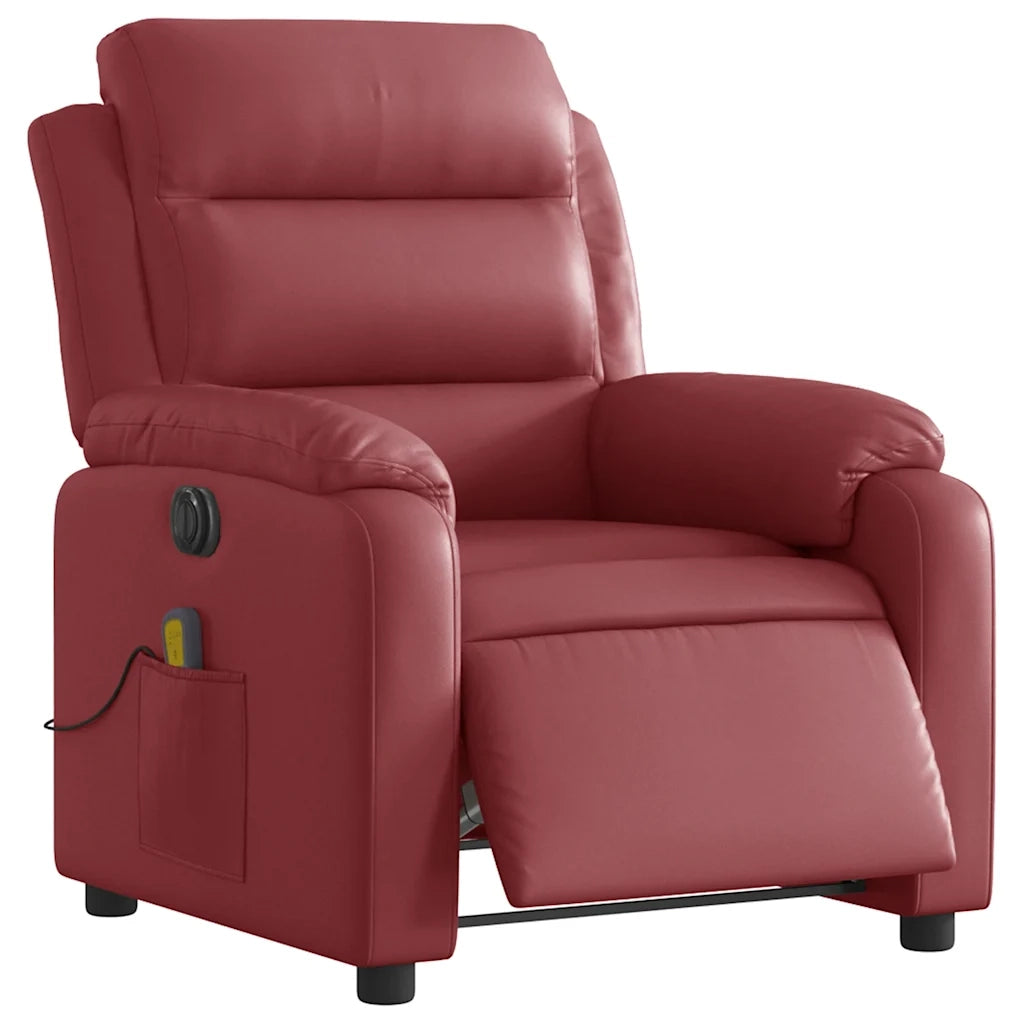 Divano Sedia-Poltrona Massaggiante Reclinabile Rosso Vino in Similpelle 798275