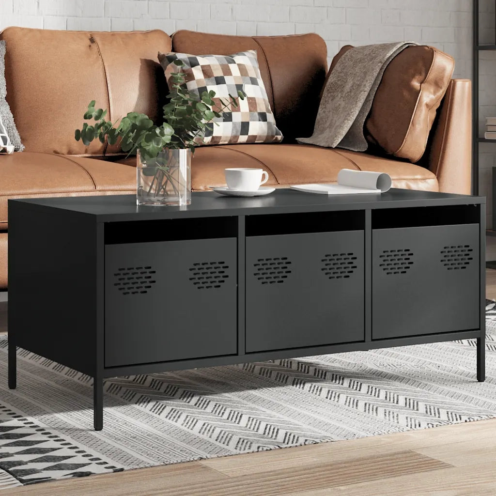 Tavolino da salotto | Tavolino da caff¨¨ | Tavolino da Soggiorno Nero 101,5x50x43,5 cm in Acciaio Laminato a Freddo