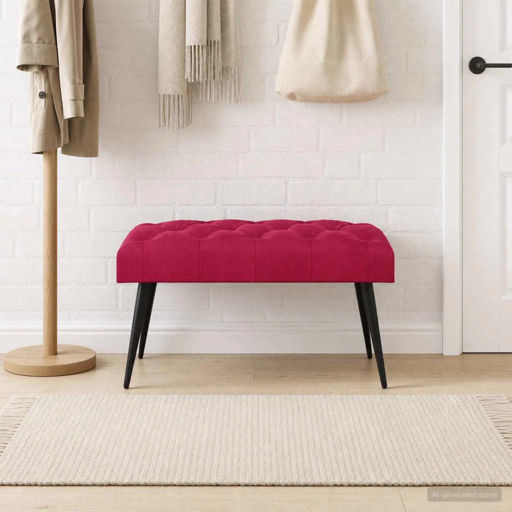 Panchina con bottoni imbottiti Rosso Vino 80 x 40 x 46 cm 42038562
