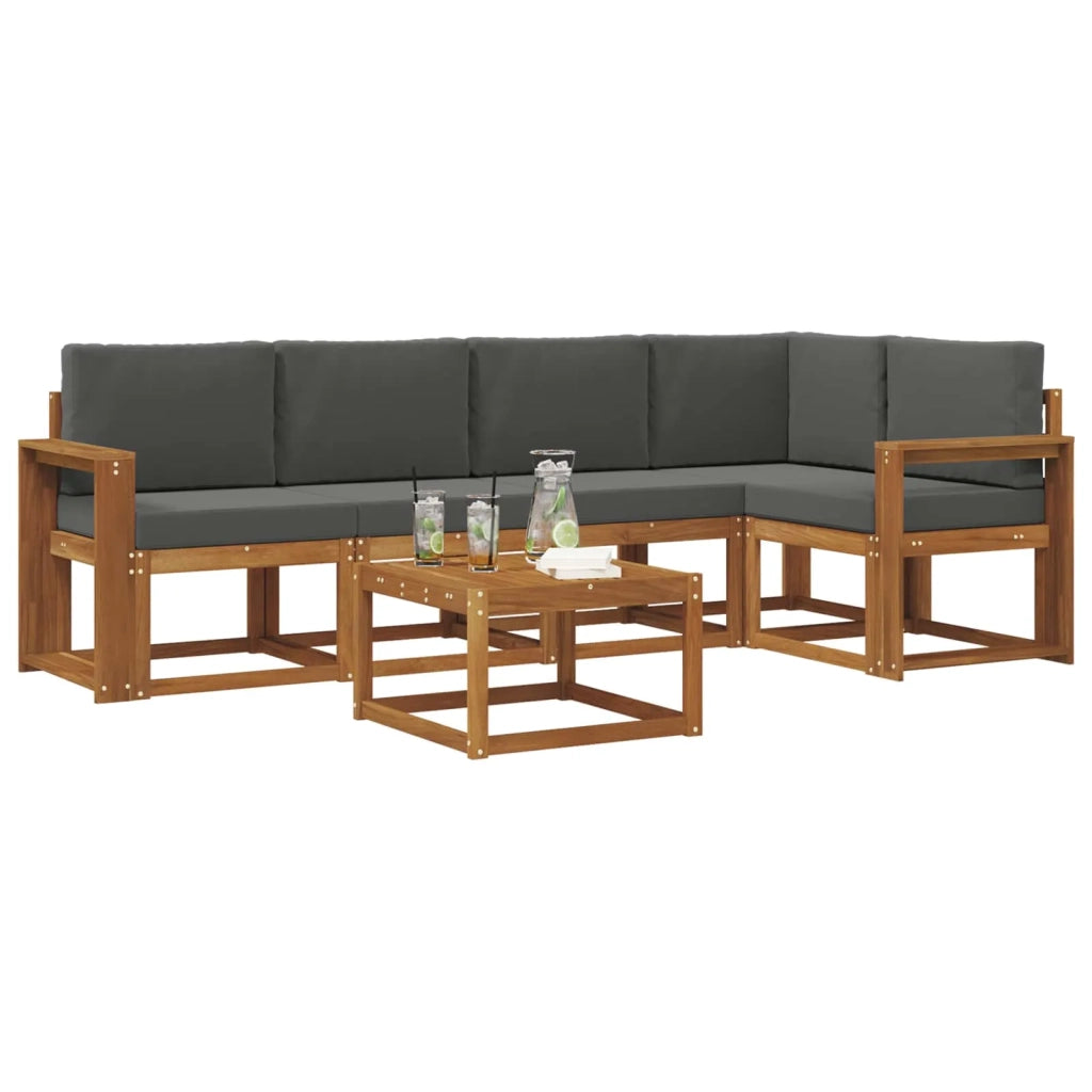 Set di divani da esterno con cuscino 6 pcs Naturale e Antracite