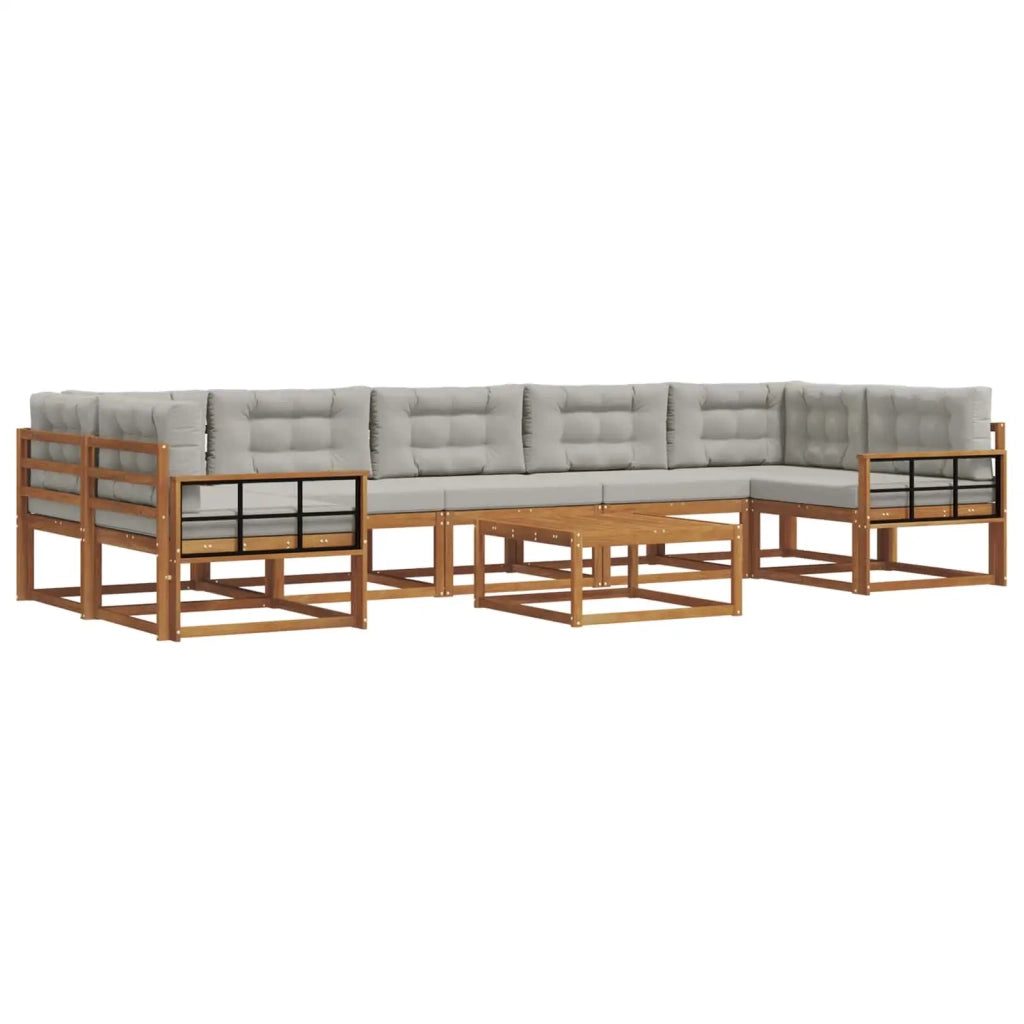 Set di divani da esterno 8 pcs Grigio Naturale e Chiaro 3367344