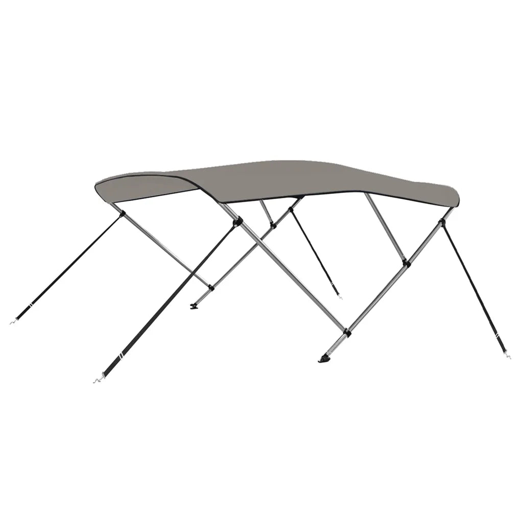 Bimini di Prua con Tendalino 3 Archi Grigio 183x140x137 cm 94798
