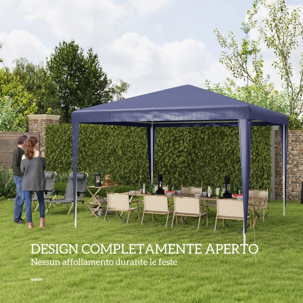 Gazebo da Giardino 293x293x252H cm Pieghevole e Portatile con Copertura Anti UV Blu