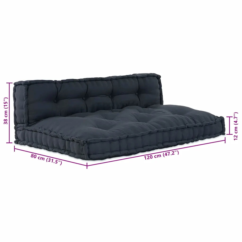 Cuscino per Divano Pallet 2 pz | Cuscini per sedie Antracite 120 x 80 x 38 cm