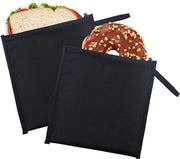 Zak per il cibo per piccoli snack, isolato, con chiusura a zip, impermeabile, resistentente al lavaggio a vapore, non BPA, congelabile, da 1,5 litri, colore nero, dimensioni extra grande.
