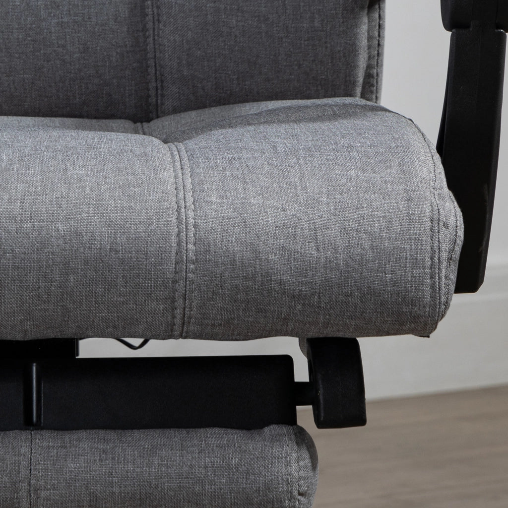Sedia da ufficio massaggiante ergonomica con riscaldamento lombare, poggiapiedi e poggiatesta in acciaio grigio
