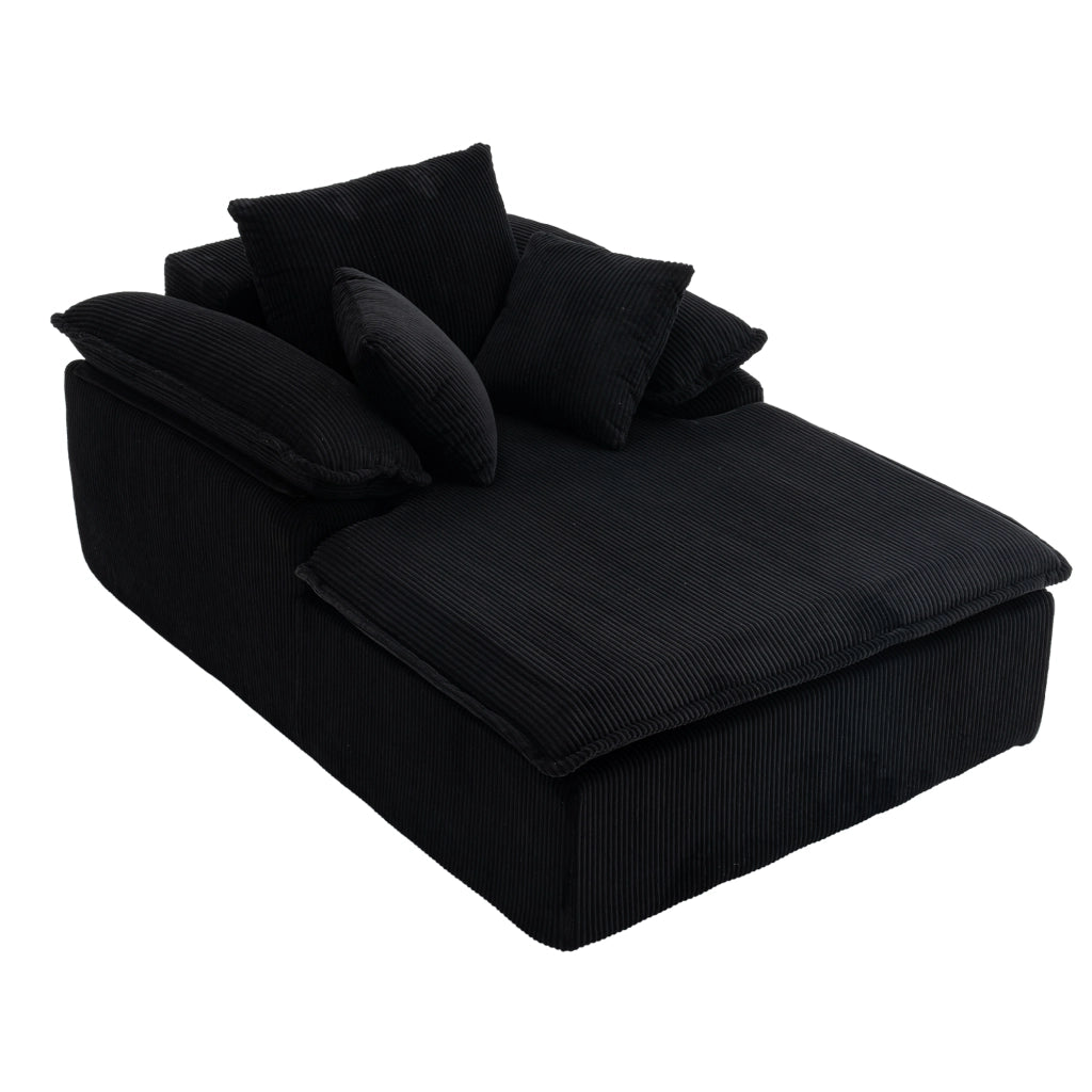 Divano relax senza struttura con schiuma ad alta densità, velluto a coste nero, 177×122×92 cm