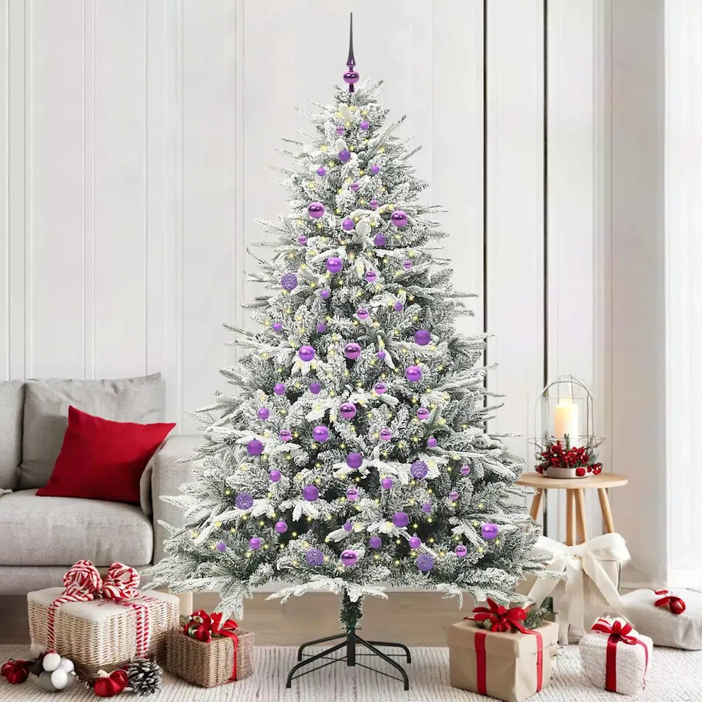 Albero di Natale Artificiale Pre-illuminato con Set di Palline