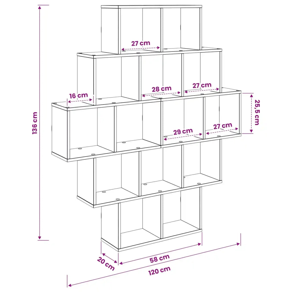 Scaffale da parete Rovere Fumo 120 x 20 x 136 cm 8012160