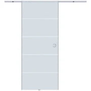 Porta Scorrevole Interna in Vetro Smerigliato e Satinato con Binario B3 in Alluminio per Bagno Cucina Studio Vetro 205x 90x 0,8cm