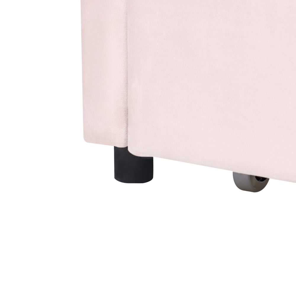Letto a castello rivestito in velluto rosa pastello 90/180 x 200 cm con rete a doghe