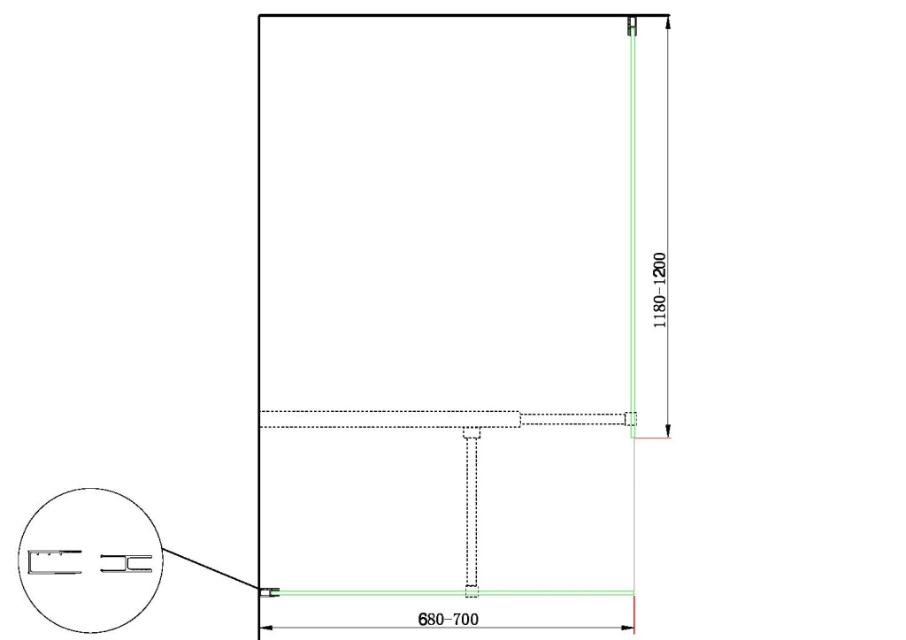 Doppia Parete Doccia Walk-in Con Braccio Di Sostegno Superiore a T Vetro 8 mm Reversibile 68-70 x 118-120 H 200 cm