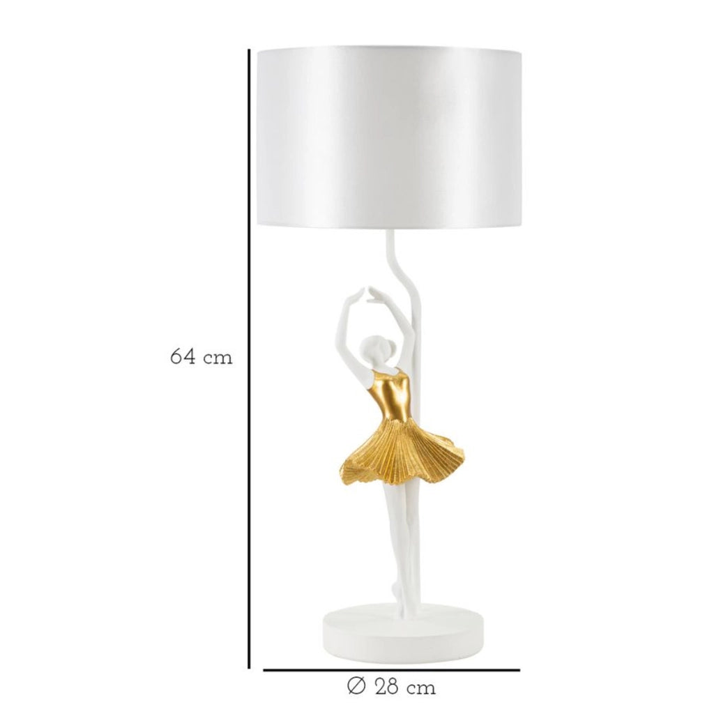 Lampada da Tavolo Ballerina 3, Oro, Poliresina, 28x28x64 cm
