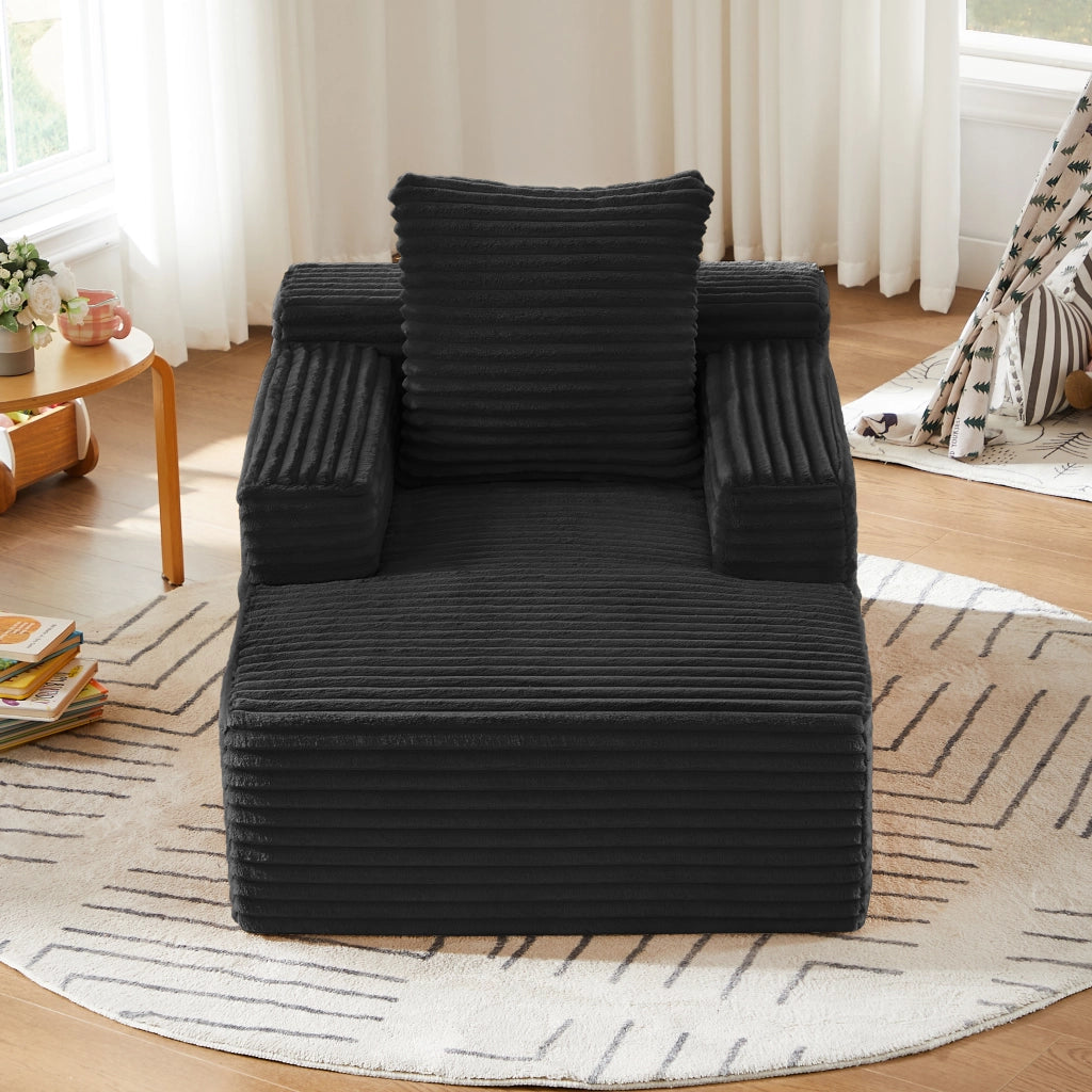 DIVANO Chaise longue in velluto a coste nero