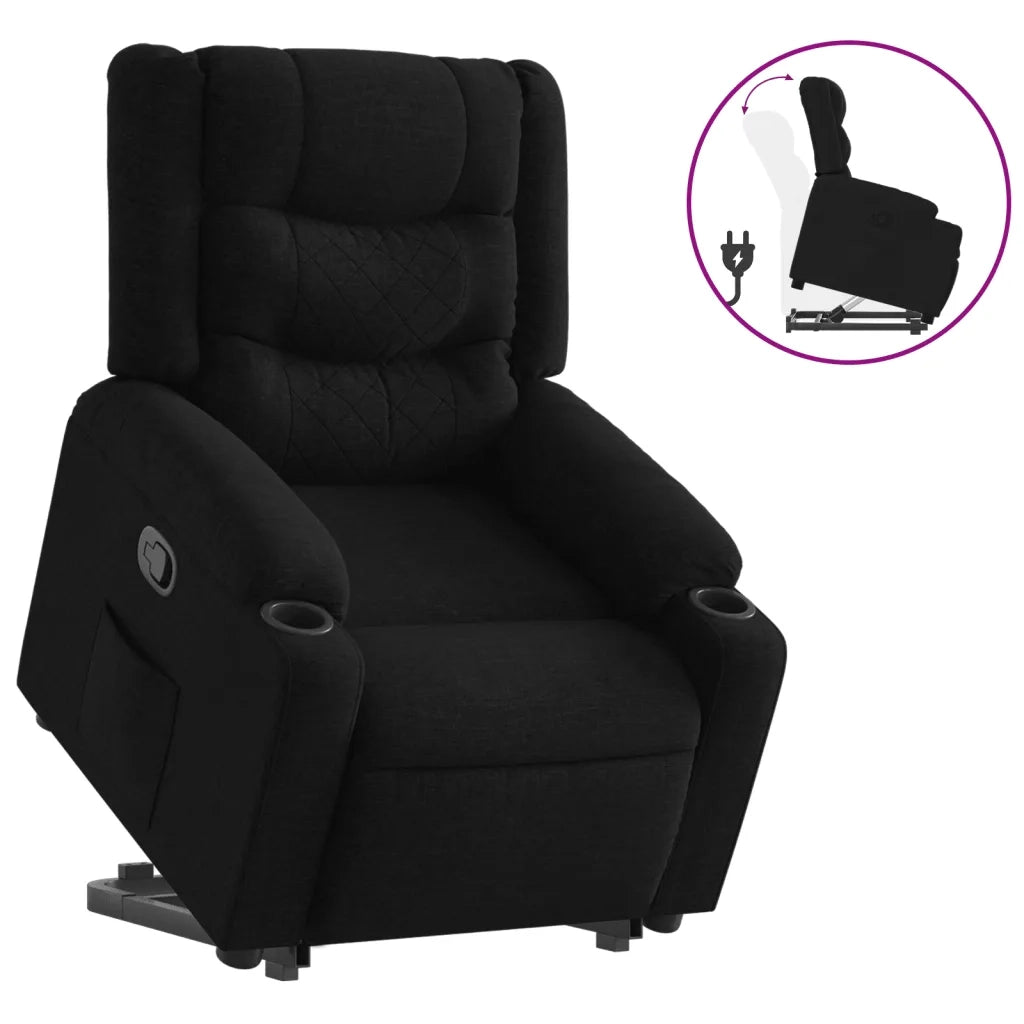Poltrona Alzapersona Reclinabile Nera in Tessutocod mxl 85259