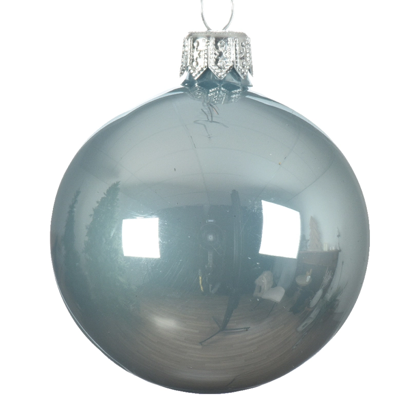 Box Da 4 Palline Di Natale Azzurra Lucido 10Cm